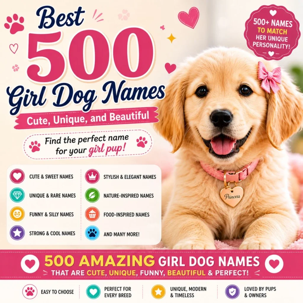 Cute golden puppy with best 500 girl dog names for cute, unique, funny, and beautiful female puppy ideas