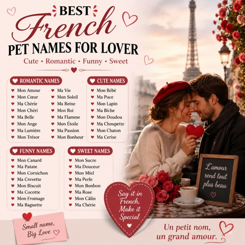 Best French pet names for lover with romantic Paris couple and cute nickname ideas