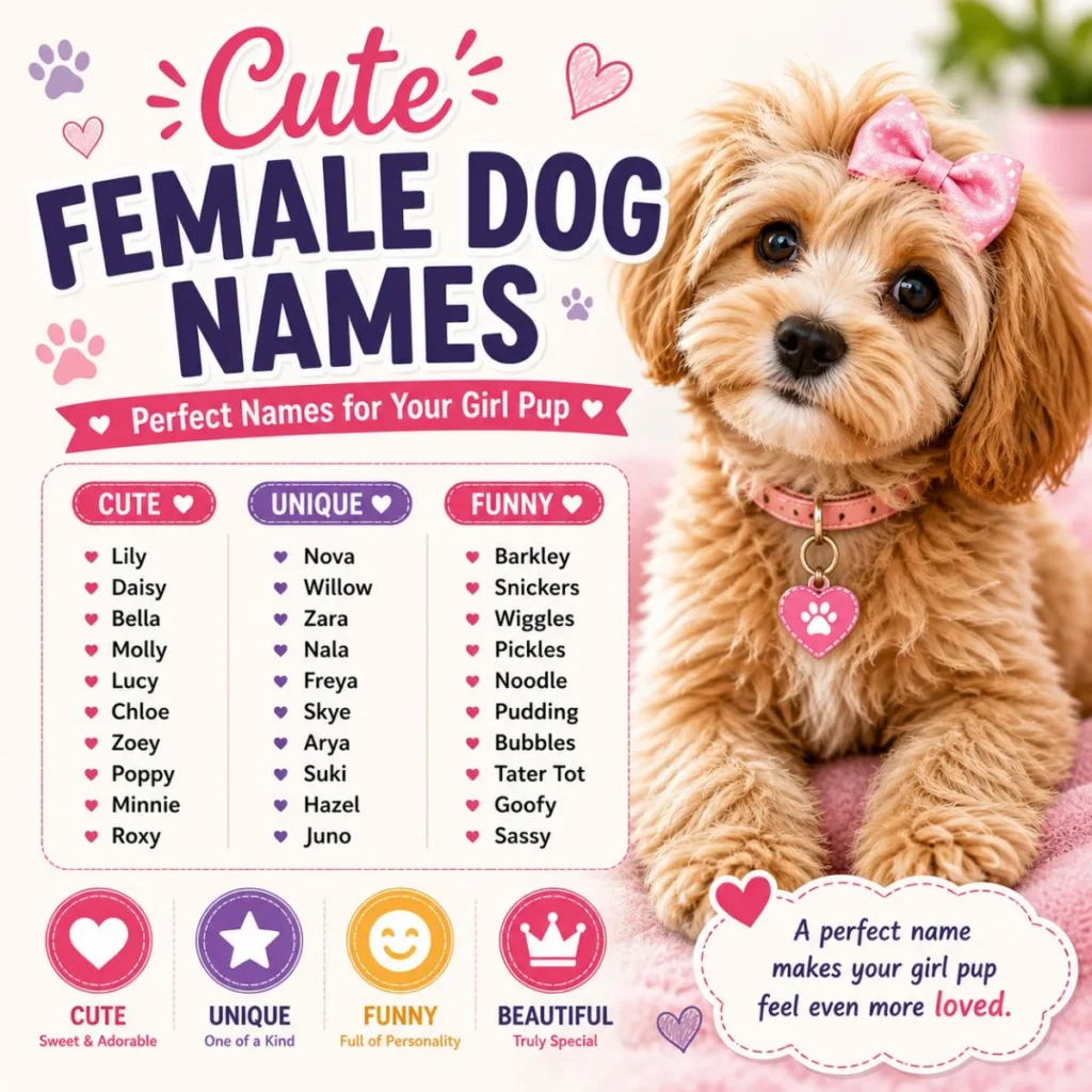 Cute female dog names with fluffy puppy and girl pup name ideas