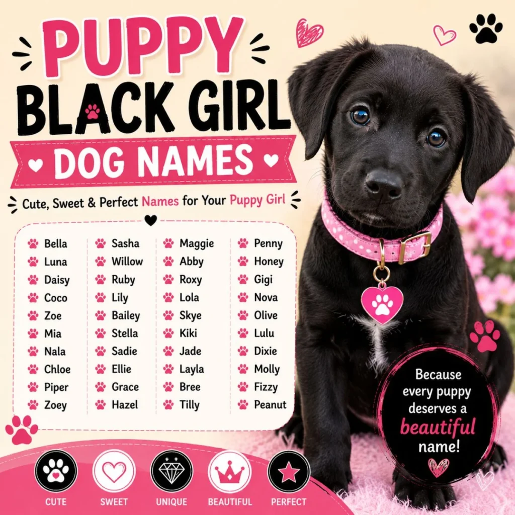 Cute black female puppy with puppy black girl dog names and adorable name ideas for new pet owners
