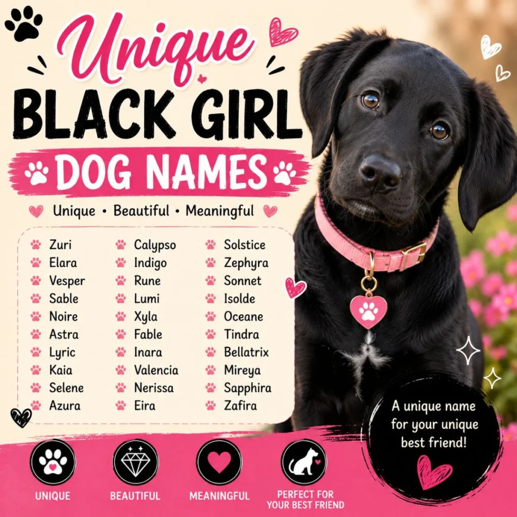 Adorable black female puppy with unique black girl dog names and creative naming ideas for pet owners.