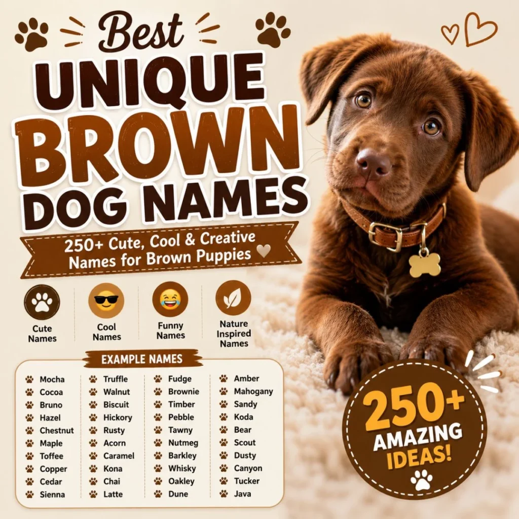Best unique brown dog names with a chocolate brown puppy and 250+ cute, cool, funny, and creative name ideas