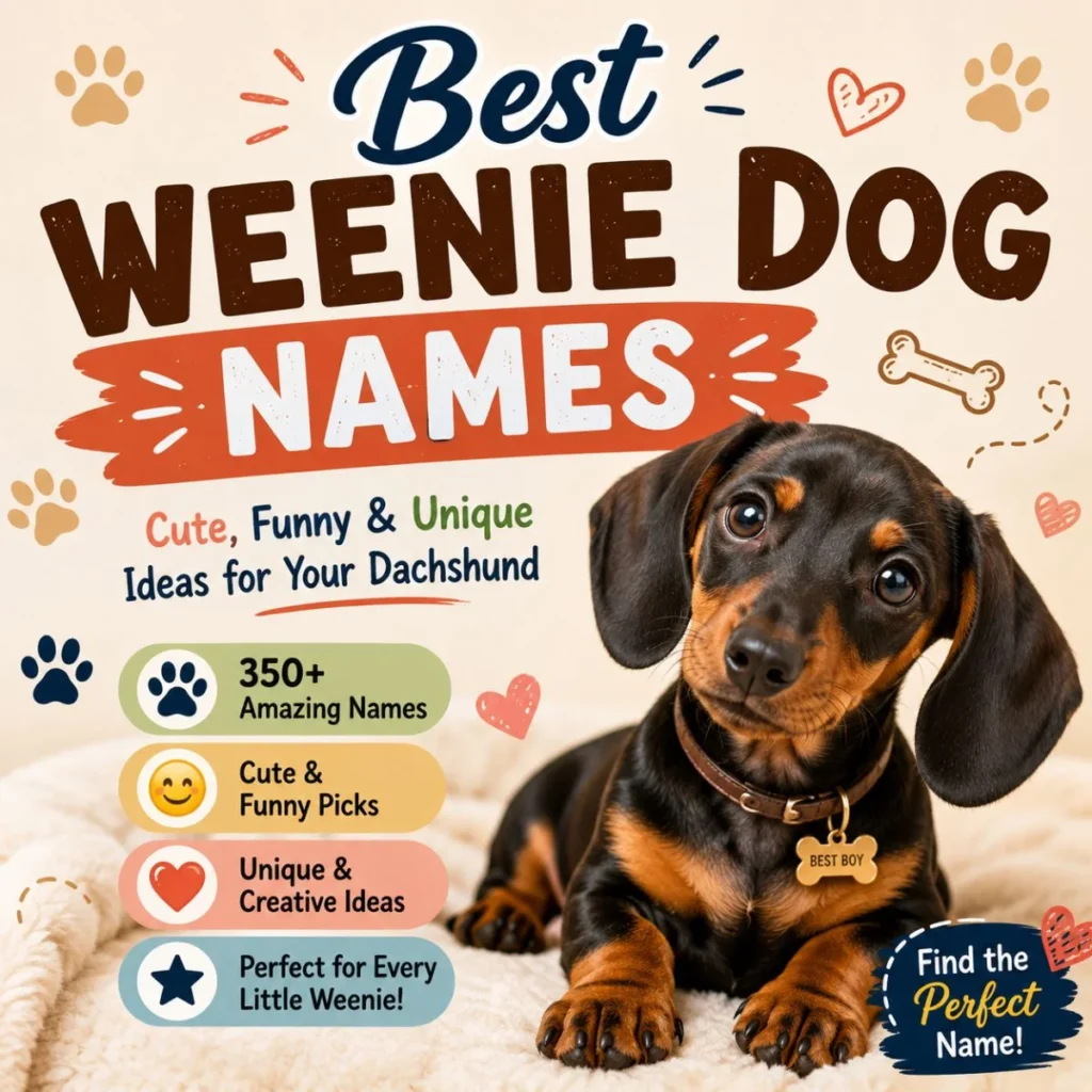 Cute dachshund puppy with best weenie dog names featuring funny, unique, and adorable name ideas for dachshund owners.