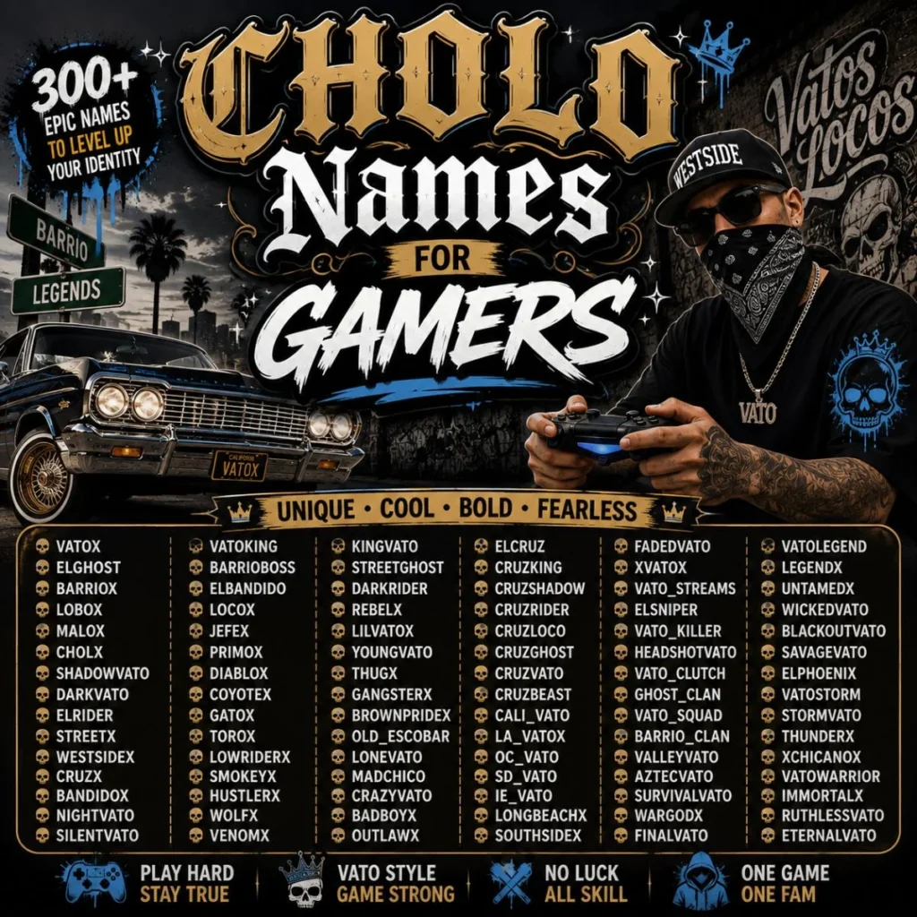 300+ Cholo names for gamers featuring cool, bold, unique, stylish, and fearless gaming name ideas