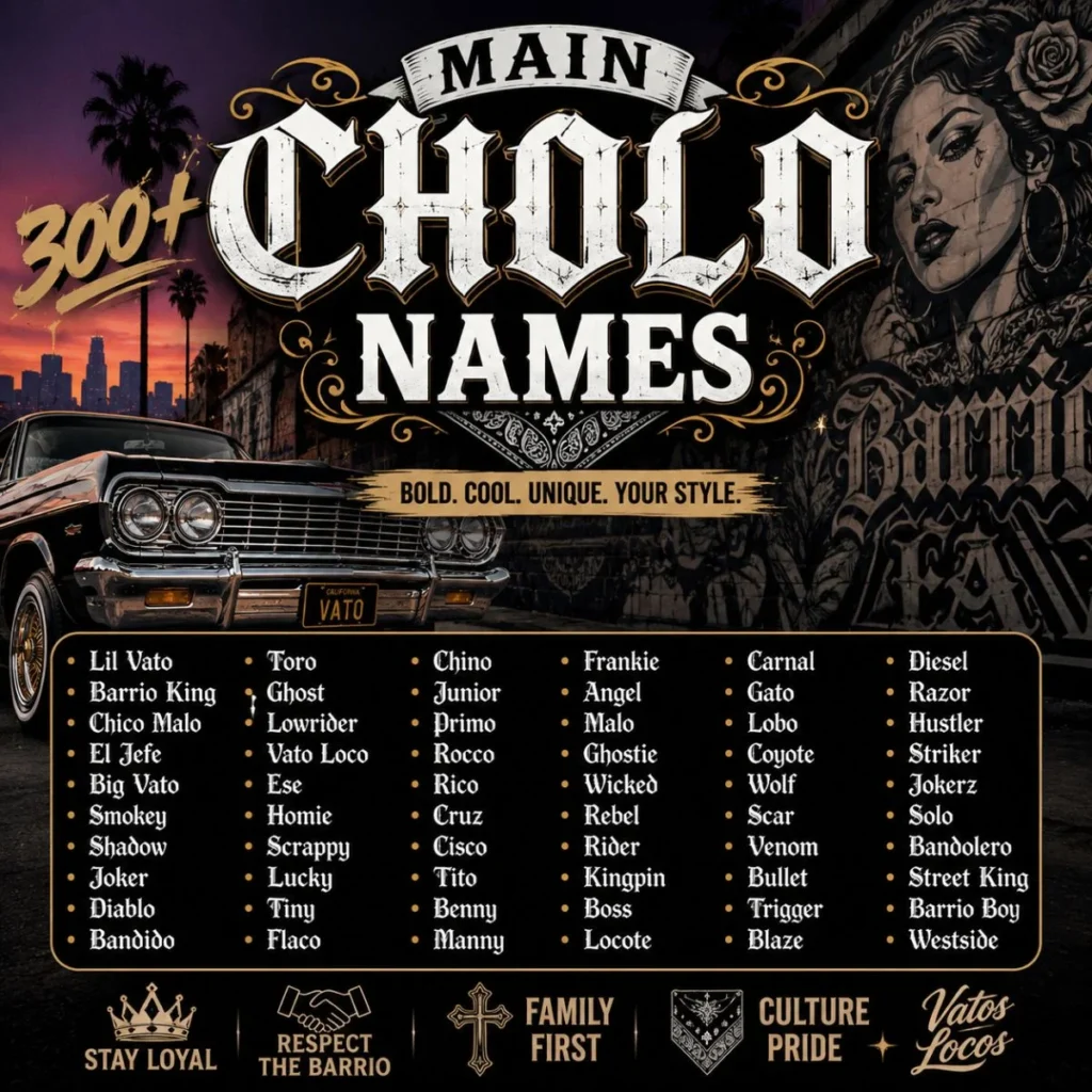 300+ main Cholo names featuring bold, cool, unique, funny, classic, and stylish name ideas