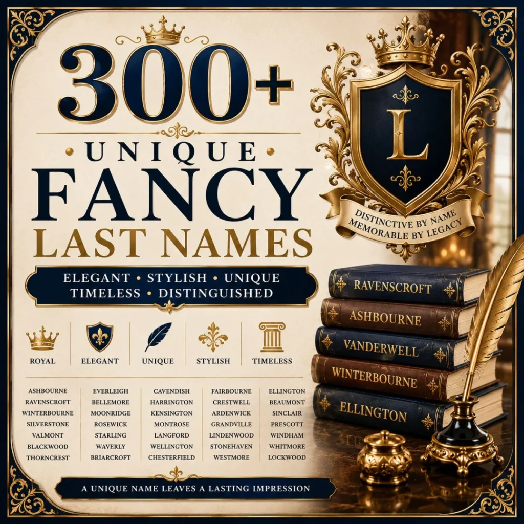 300+ unique fancy last names with elegant, stylish, royal, timeless, and distinctive surname ideas
