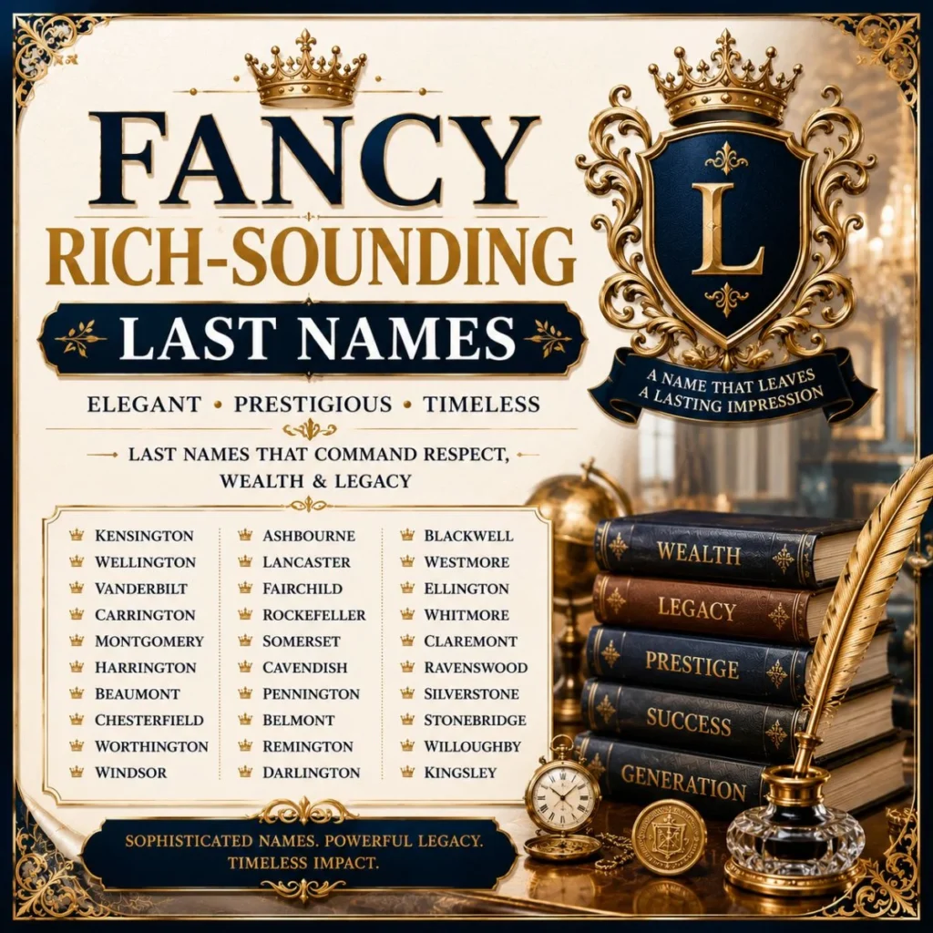 Fancy rich-sounding last names with elegant, prestigious, wealthy, and timeless surname ideas