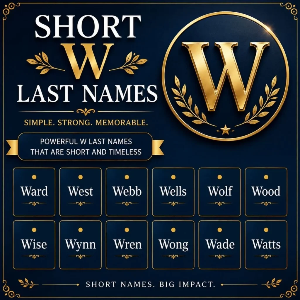 Short W last names featuring simple, strong, and memorable surname ideas