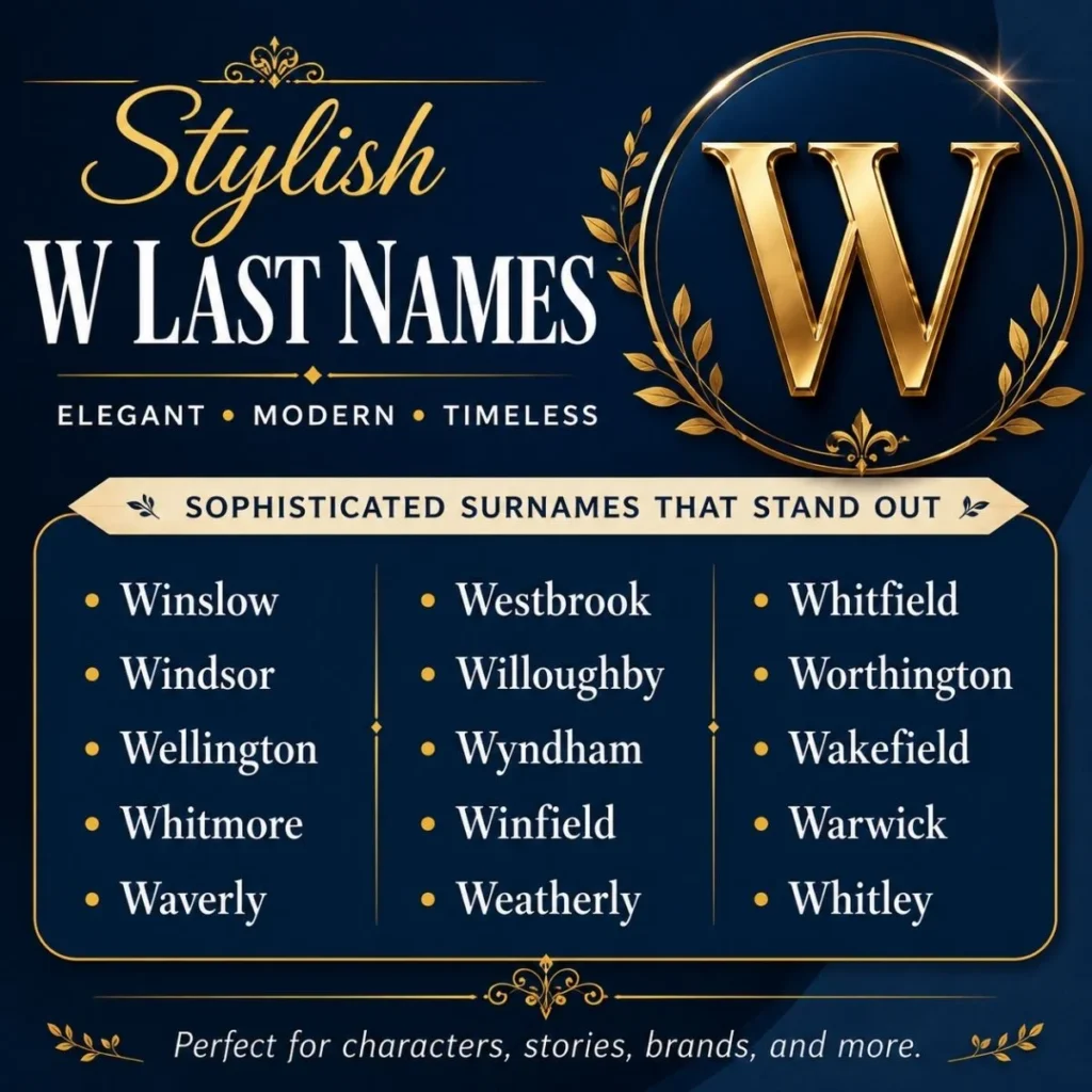 Stylish W last names featuring elegant and timeless surname ideas