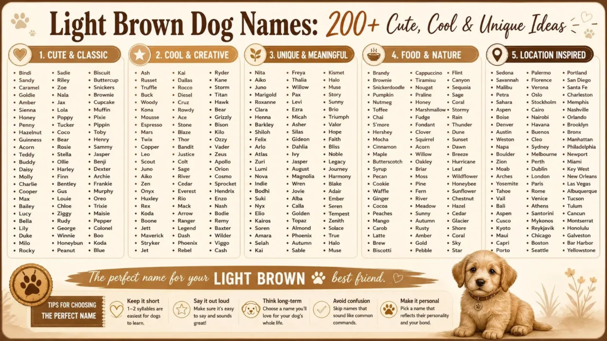 Light Brown Dog Names: 200+ Cute, Cool & Unique Name Ideas for Your Brown Pup
