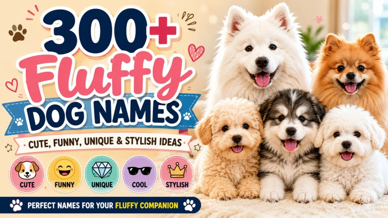 300+ fluffy dog names featuring adorable fluffy dogs with cute, funny, unique, and stylish name ideas