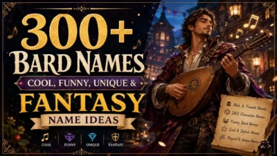 300+ bard names featuring cool, funny, unique, and fantasy name ideas with a lute-playing bard