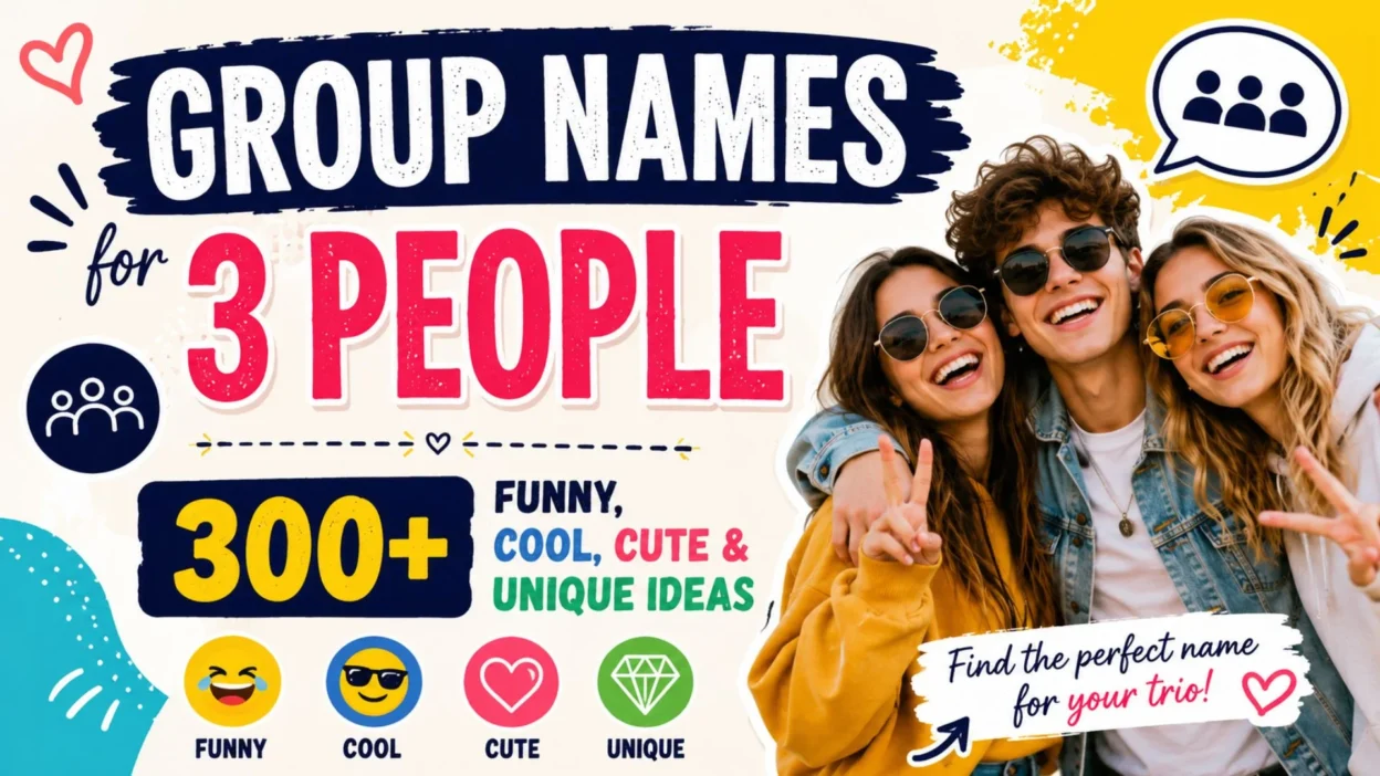 300+ group names for 3 people featuring funny, cool, cute, unique, and creative trio name ideas