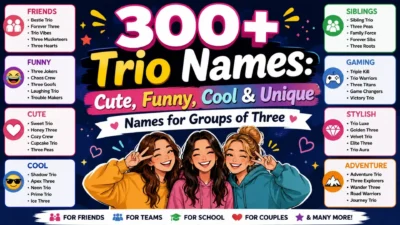 300+ trio names with cute, funny, cool, unique, stylish, and creative ideas for groups of three