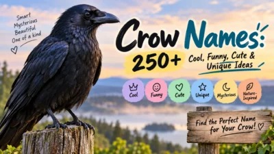 Crow names 250+ cool, funny, cute, and unique ideas with a black crow on a scenic background
