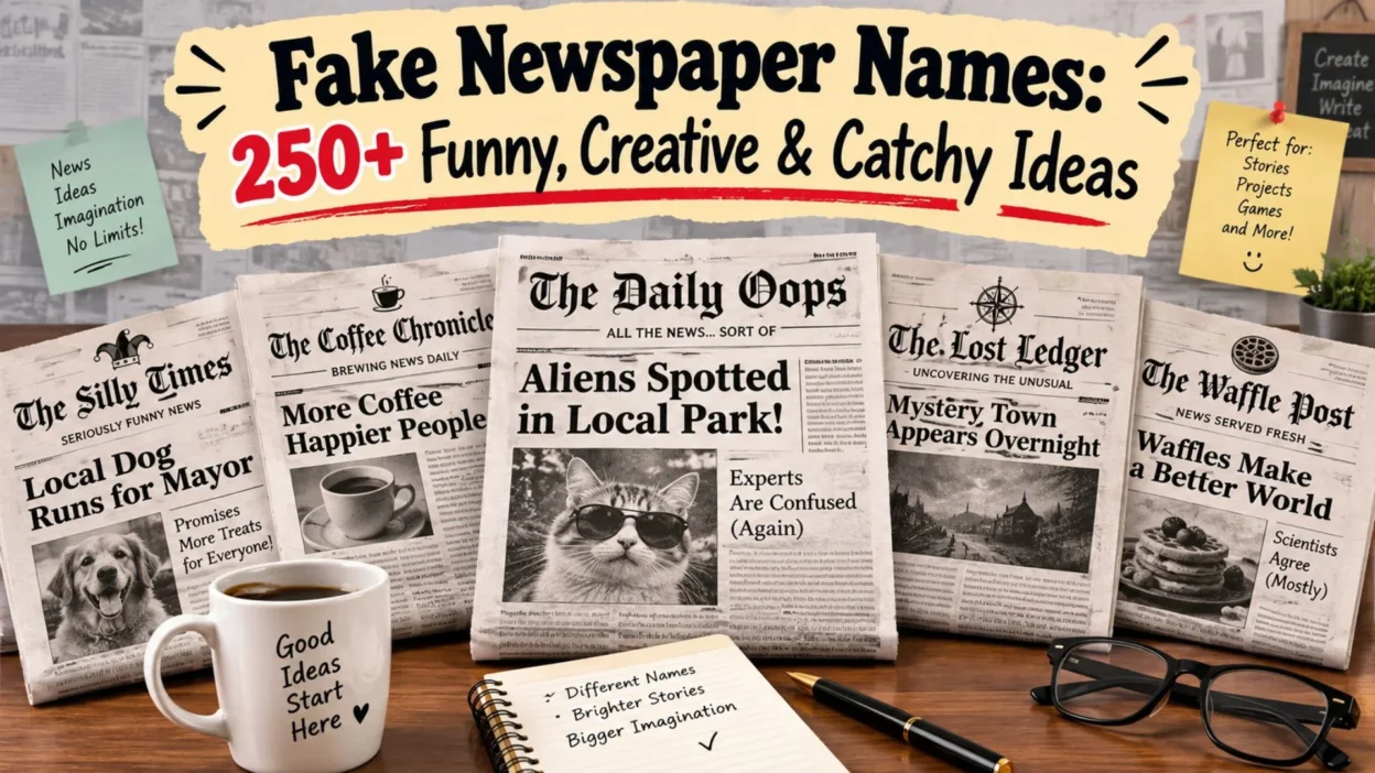 Fake newspaper names with funny, creative, and catchy newspaper ideas