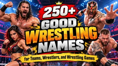 250+ good wrestling names for teams, wrestlers, and wrestling games featuring action-packed wrestling characters.