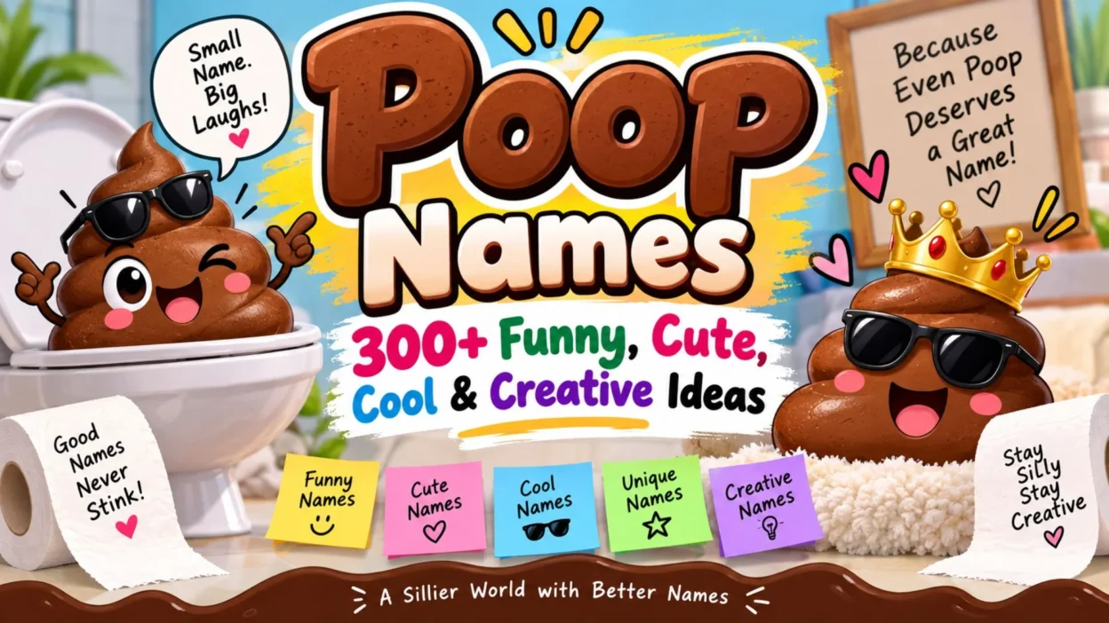 Poop names with funny, cute, cool and creative poop characters for playful naming ideas