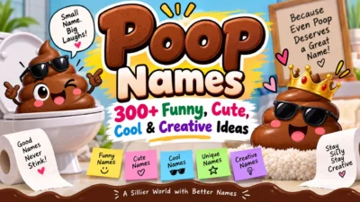 Poop names with funny, cute, cool and creative poop characters for playful naming ideas