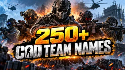 250+ COD team names featuring tactical soldiers in a dramatic Call of Duty-style battlefield