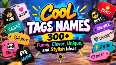 Cool tags names featuring 300+ funny, clever, unique, and stylish ideas for creative nicknames.