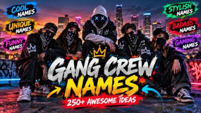 Gang crew names featuring cool, funny, unique, stylish, and badass name ideas