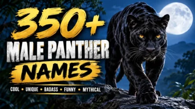350+ male panther names featuring a powerful black panther under a full moon