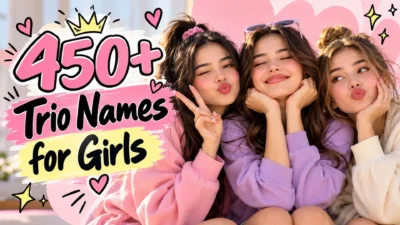 : 450+ trio names for girls with three best friends in pink, purple, and cream outfits